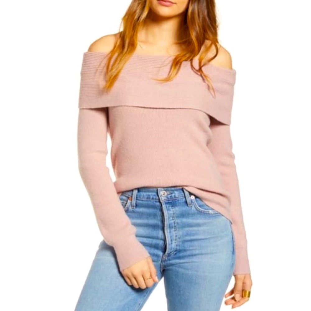 Leith Off Shoulder Knit Sweater - Size XXS